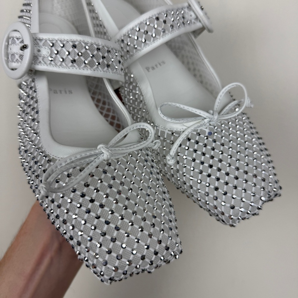Christian Louboutin Mamastrapitina Mesh Nappa Leather Mary Jane Ballet Flats - Picture 7 of 9